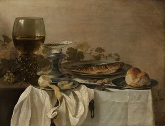 Stilleben med en fisk