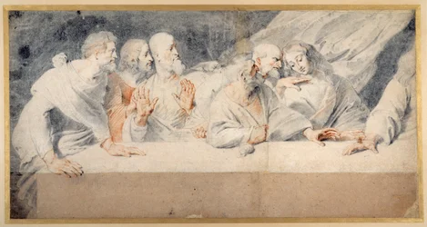 Leonardo da Vincis sista måltid (röda och svarta kritor på papper)