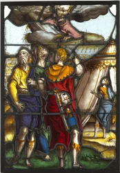 Fönsterglas föreställande Moses på berget Sinai