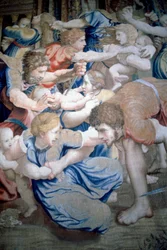 Detalj av en gobeläng föreställande massakern på de oskyldiga, ca 1520-31 (ull och siden)