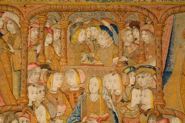 flamländsk gobeläng. Tillkännagivande. Detalj, c.1502-04 (guld, silver, siden och ull)