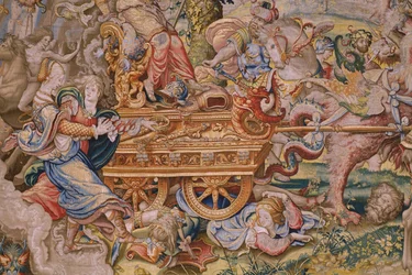 flamländsk gobeläng. Serie De sju huvudsynderna (De sju dödssynderna): Fåfänga (stolthet). Serietecknaren Pieter Coecke van Aelst. Workshop i Bryssel. Omkring 1542-1544.