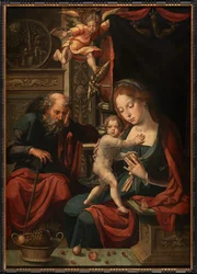 Heliga familjen (olja på panel)