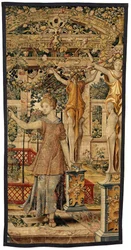 Vertumnus och Pomona: Vertumnus förvandlades till en bonde, ca 1550 (guld, ull och siden)