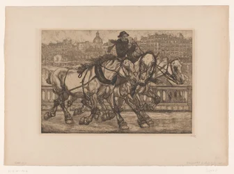 Hästar på Pont Sully i Paris L