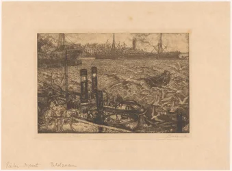 Hamn med bogserbåtar i Rotterdam