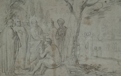 Kristus helar den blinde mannen (recto); Venus och Amor (verso)