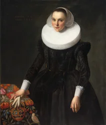 Porträtt av en ung dam - Porträtt av en ung dam, av Grebber, Pieter Fransz de (ca 1600-1652/3). olja på duk