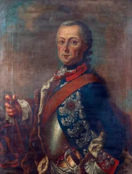Fredrik II av Preussen, känd som Fredrik den Store - Porträtt av Fredrik II av Preussen (1712-1786) av Pieter Frederik De la Croix (1709-1782), - Olja på duk, 51x39 - Privat samling