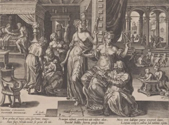 Barnfödelse, från Människolivets gång, 1570.
