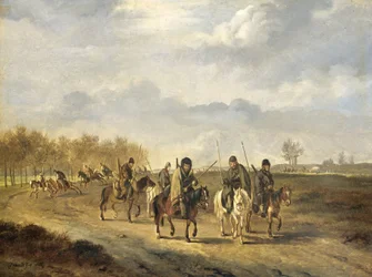 Kosacker på en landsväg nära Bergen i norra Holland, 1813