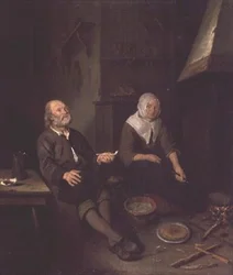 Äldre par i deras kök