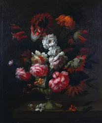 Stilleben av blommor i en urna (par 78177)