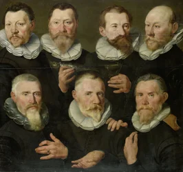 Kapten Hasselaer och löjtnant Hoofts sällskap, ca 1595-1603 (olja på pannå)