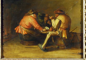 Kortspelare (olja på trä)