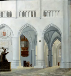 Interiör av kyrkan Saint Bavon i Haarlem Målning av Pieter Jansz Saenredam (1597-1665) (ec.holl.) 1630