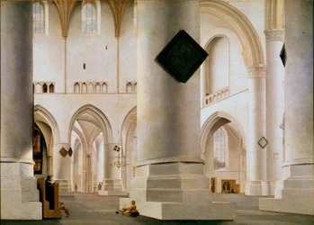 Interiör av den stora kyrkan i Haarlem Målning av Pieter Saenredam (1597-1665) (ec.holl.) 1636-1637 Sön. 59x81 cm London, nationalgalleriet