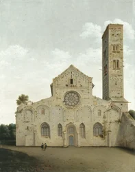 Västra fasaden av kyrkan Saint Mary i Utrecht