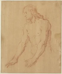 Naken ung man, halvfigur