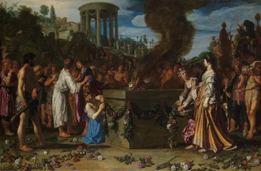 Orestes och Pylades disputerar vid altaret Orestes och Pylades bråkar vid altaret (Euripides, Iphigenia i Tauris)