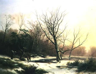 Vintersolnedgång (olja på duk)