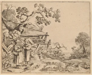 Kvinna som samtalar med en bonde