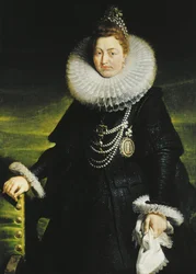 Porträtt av Infanta Isabella Clara Eugenia av Spanien 1566-1633, 1616.