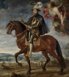 Porträtt av Filip II 1527-1598 till häst, 1628