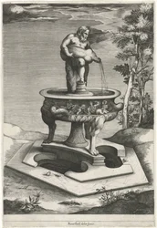 Fontän med Silenus i trädgårdarna i Palazzo Cesi i Vatikanen