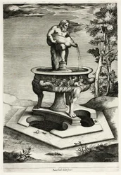 Fontän med Silenus i trädgården på Cesi-palatset nära Rom