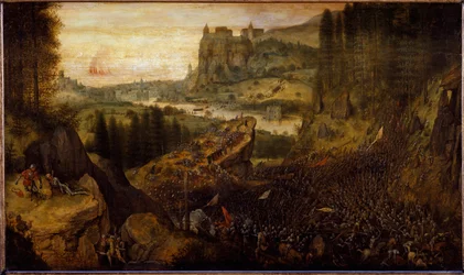 Strid mellan filistéer och israeliter: Saul och hans godsherre kastas på sitt svärd. (målning