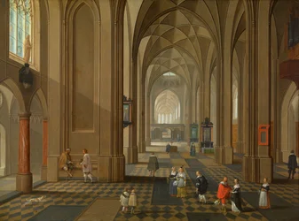 Interiör av en kyrka (oljekoppar)