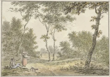 Skogslandskap med några figurer