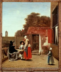 En holländsk innergård (målning på duk)