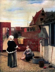 A Woman and her Maid in a Courtyard, c1660-1661, 1933