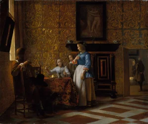 Fritid i elegant miljö, ca 1663-65 (olja på duk)