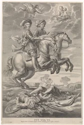 Ferdinand av Österrike med Ferdinand, kung av Böhmen och Ungern, till häst vid segern i Nördlingen Kardinal-barnets glädjefulla inträde i Gent, 1635 (serietitel)