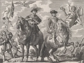 Plåt 20: Karl V och Ferdinand till häst, från William Becanus 