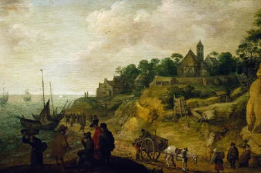 Holländskt landskap, tillskrivet Pieter de Neyn (1597-1639).