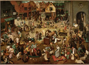 Kampen mellan karneval och fasta (målning på ek)