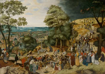 Kristus bär korset av Brueghel, Pieter, den yngre (1564-1638). Olja på trä, Mellan 1598 och 1620, Mått: 120x170. Bonnefantenmuseum Maastricht