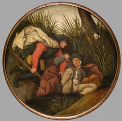 Om blinden leder blinden, ska båda falla i diket, c.1594 (olja på panel)