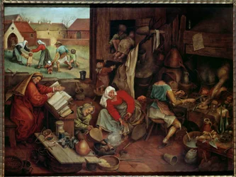 Alkemisten. Målning av Pieter den yngre, kallad Brueghel d