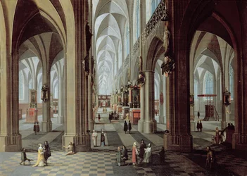 Interiör i Antwerpens katedral (olja på duk)