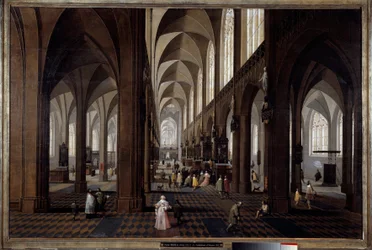 Inifrån av katedralen i Antwerpen Målning av Pieter Neefs the Jeune (1620-1675)