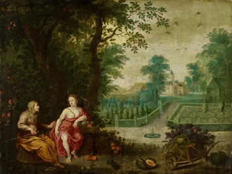 Vertumnus och Pomona (olja på koppar)