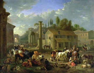 Soldater vilar i en by, ca 1697 (olja på duk)