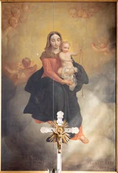 Inside View, Måla "Our Lady With Child With Rosary", Altarpiece On the Main Altar av Pierre Van Hanselaere