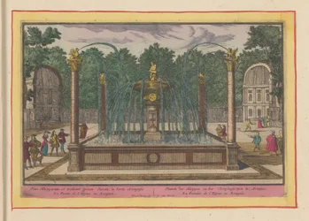 Fontän av taggextraktor i trädgårdarna i det kungliga palatset i Aranjuez Fontänen av Harpyen och Toonpluysertjen i Aranjues (titel på objektet) Theatrum Hispaniae (...) (serietitel)