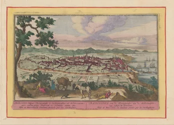 Utsikt över staden Barcelona Barcelona, ​​​​grundat av Kartaginensers vid Medelhavet, i Katalonien (...) (titel på objekt) Theatrum Hispaniae (...) (serietitel)